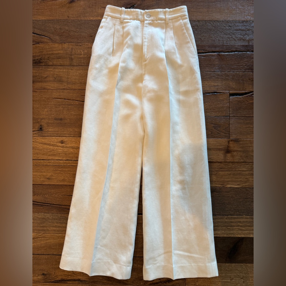 Nili Lotan Off-White Linen Trousers